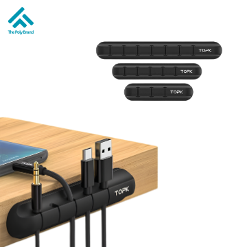 TOPK Cable Organizer with Adhesive Backing  Black 3,5,7 Clip Holes